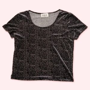 Vintage Gray Velvet Leopard Shirt Medium Jessica Petites